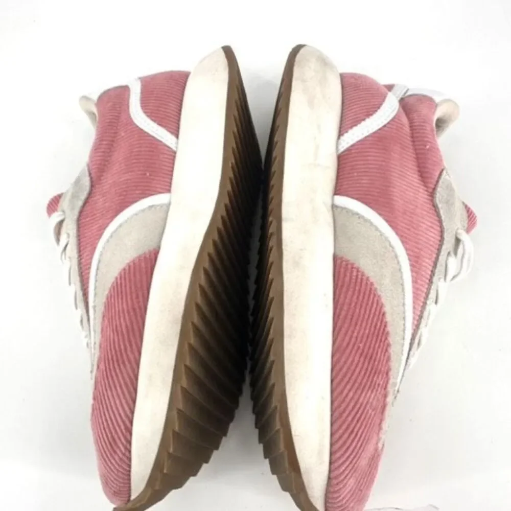GOOD NEWS Kook suede-trimmed corduroy sneakers‎ Pink Size 39 US Size 9 Platform